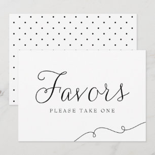 Black Dainty Script Wedding Favours Sign Invitation