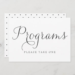 Black Dainty Script Wedding Programs Sign Invitation