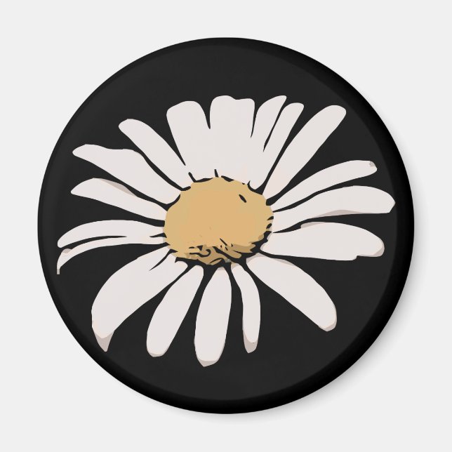 Black Daisy Floral Magnet (Front)