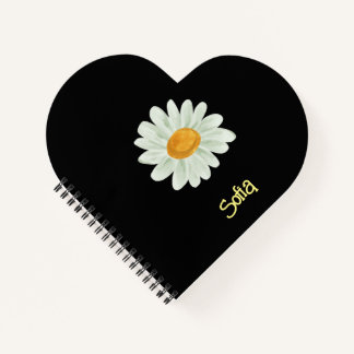 Black Daisy Name Customisation. Notebook