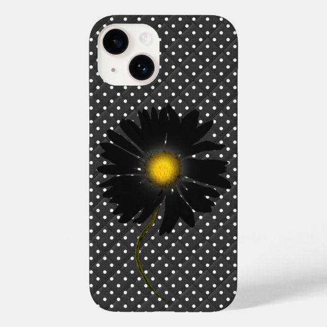 Black Daisy On Dots Case-Mate iPhone Case (Back)