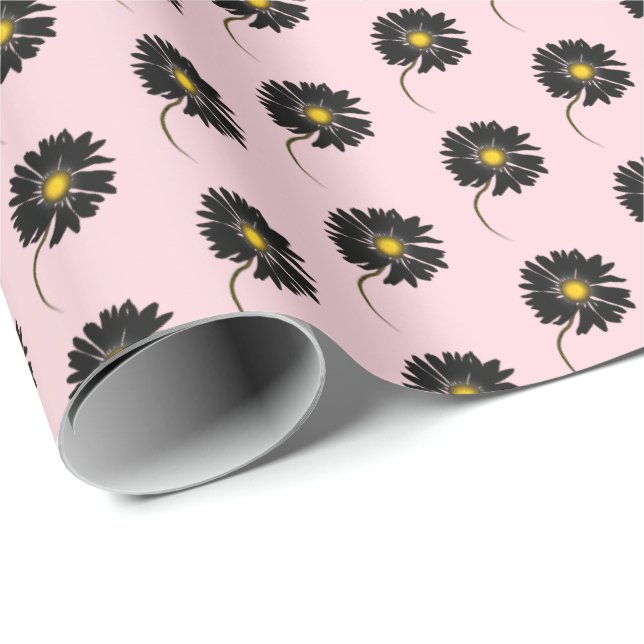 black daisy on pink wrapping paper (Roll Corner)