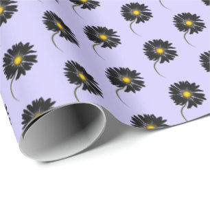 black daisy on purple wrapping paper