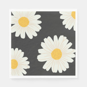 Black Daisy Paper Napkins