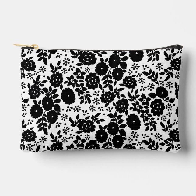 Black Daisy Pattern Art Accessory Pouch (Front)