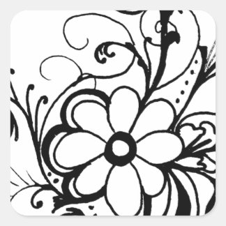 black daisy.png square sticker