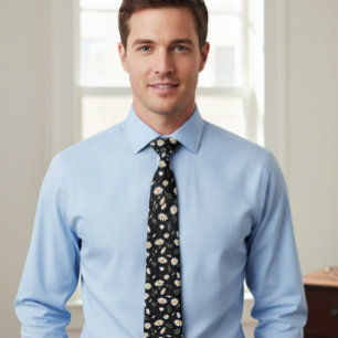 Black daisy tie, floral tie, floral ties daisies