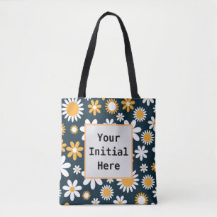 Black Daisy Tote Bag