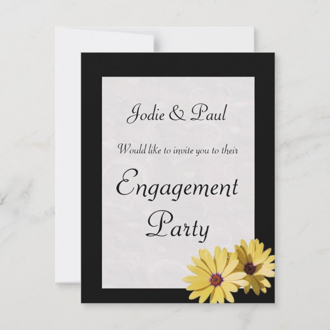 Black Daisy - Wedding - Engagement Invitation (Front)