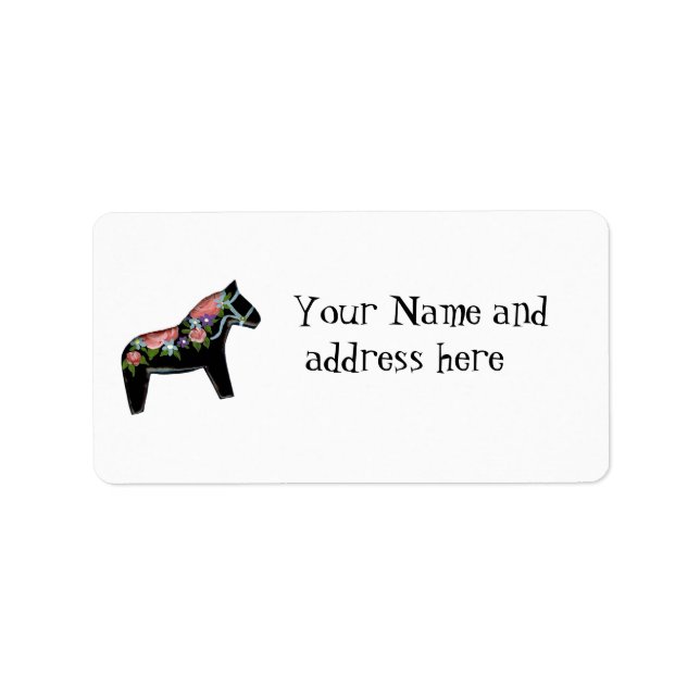 Black Dala Horse Address Label (Front)