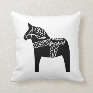 Black Dala Horse Cushion