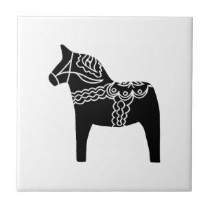 Black Dala Horse Tile