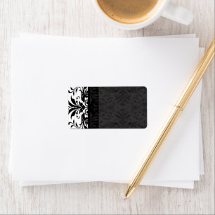 Black Damask Address Labels -