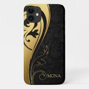 Black Damask And Black Swirl iPhone 11 Case