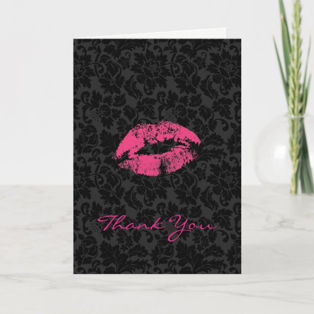 Black Damask And Pink Lips- Thank You (Front)