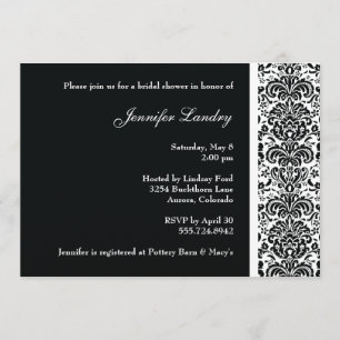 Black Damask Bridal Shower Invitation