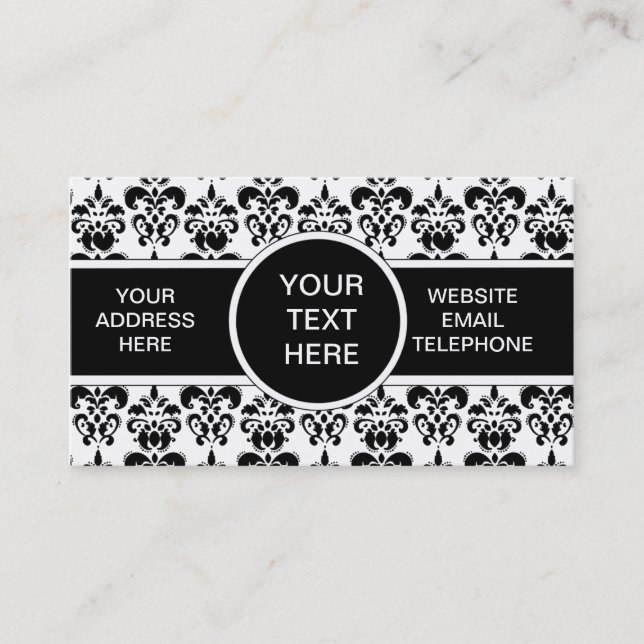 black damask business card (Front)