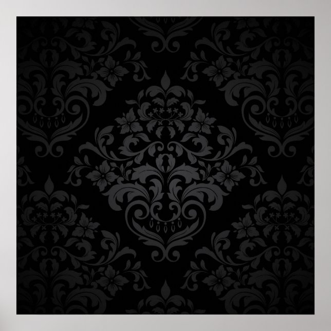 Black Damask Canvas Print (Front)