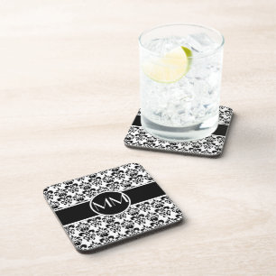 black damask coaster