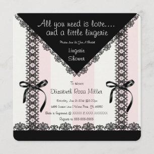 Black Damask Corset Lingerie Bridal Shower Invite