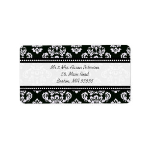 Black Damask Customisable Address Labels