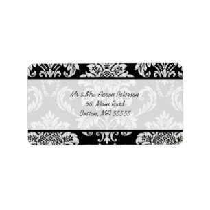 Black Damask Customisable Address Labels