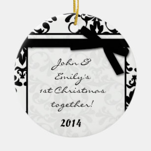 Black Damask Filigree Personalised Name Ornament