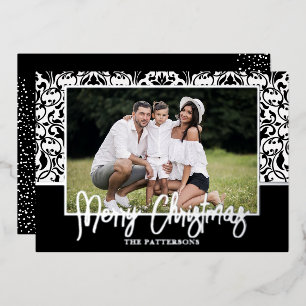 Black Damask Foil Holiday Card