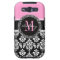 Black Damask Galaxy S3 Case | Monogram Pink