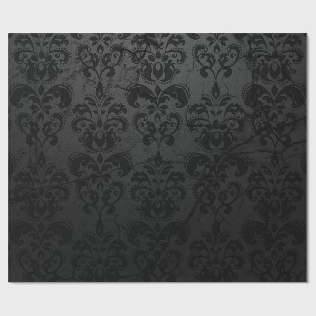 Black Damask Gift Wrap (Flat)