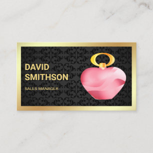 Black Damask Gold Foil Pink Perfume Bottle Business Card
