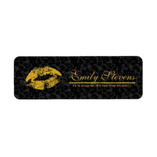 Black Damask Gold Glitter Lips