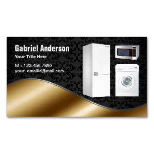Black Damask Gold Home Appliances Repair Magnetic Business Card