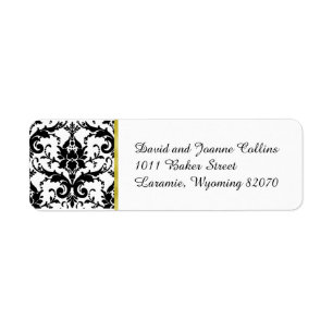 Black Damask Gold Return Address