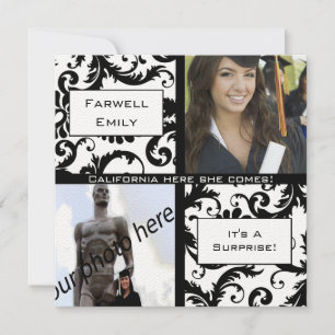 Black Damask  Graduation Farewell Invitation