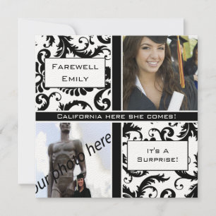 Black Damask  Graduation Farewell Invitation