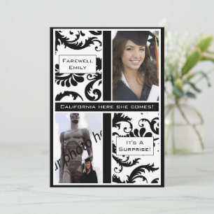 Black Damask  Graduation Farewell Invitation
