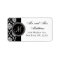 Black Damask Initial Wedding RSVP Address Label