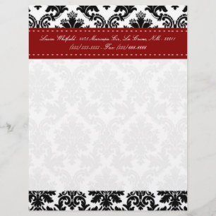 Black Damask Lace Broquade Letterhead Stationery Design