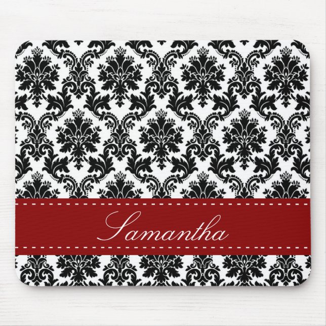 Black Damask Lace Broquade Personalised Mousepad (Front)