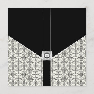 Black Damask Lace Diamond Wedding Invitations