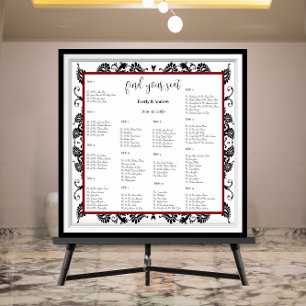 Black Damask Maroon or any Colour Seating Chart 