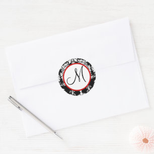 Black Damask Monogram Wedding Seal