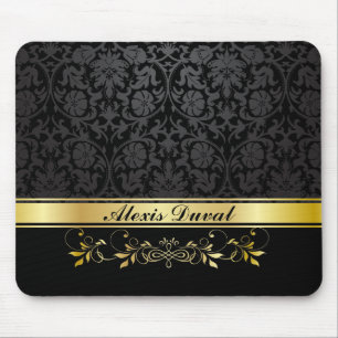 Black Damask Mouse Mat