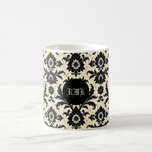 Black Damask on Sepia Coffee Mug