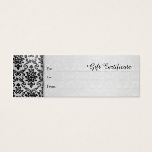 Black damask on silver grey Gift Certificate