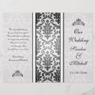 Black damask on silver Wedding Program
