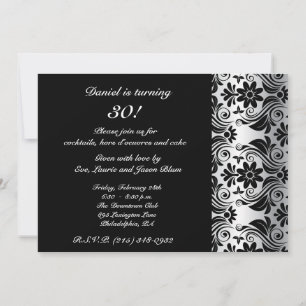 Black damask pattern card