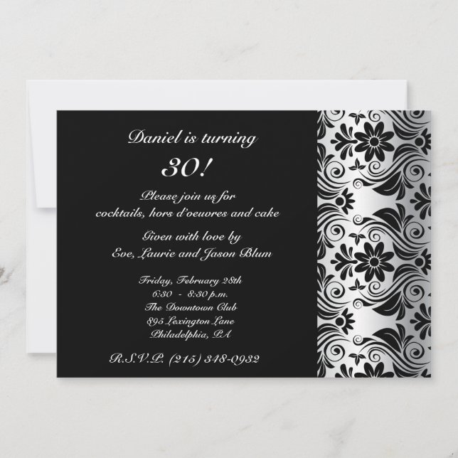 Black damask pattern card (Front)