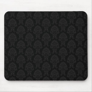 Black Damask Pattern Mouse Mat